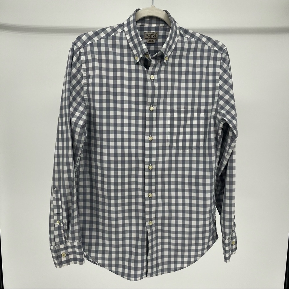 Tailored by J. Crew Men's Gingham Shirt - Blue and White Size Small
